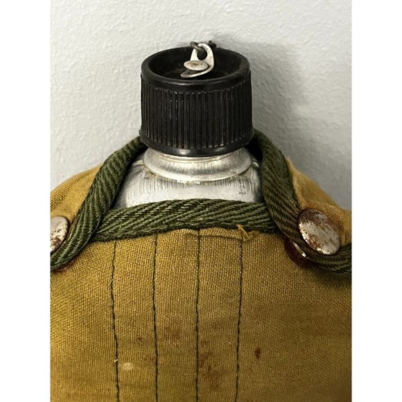 Vintage 1960's One Quart Boy Scout Style Water Canteen Canvas Cover Taiwan - Picture 2 of 10